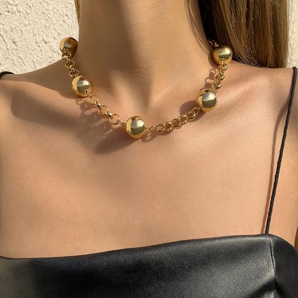 chains punk geometric ball chain necklace metal link golden single layer for women hip hop 2021 clavicle jewelry collier, Silver
chains punk geometric ball chain necklace metal link golden single layer for women hip hop 2021 clavicle jewelry collier, Silver