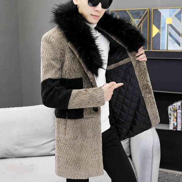 men's trench coats coat blended wool autumn winter men's artificial fur collar trench large -5xl, Tan;black 
men's trench coats coat blended wool autumn winter men's artificial fur collar trench large -5xl, Tan;black
