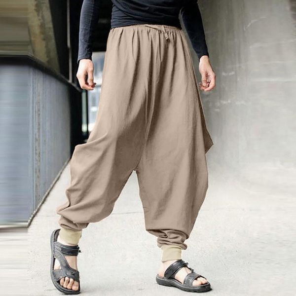 cotton linen wide leg men harem loose pants high waist solid drawstring ankle-length trousers oversize 2021 spring trouser men's, Black
cotton linen wide leg men harem loose pants high waist solid drawstring ankle-length trousers oversize 2021 spring trouser men's, Black