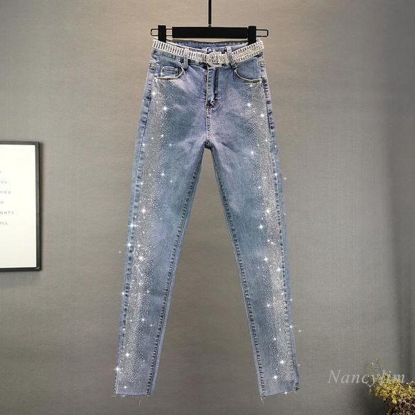 women's jeans 2021 spring summer elastic slim fit drilling pencil pants female fashion all-match grey black denim, Blue
women's jeans 2021 spring summer elastic slim fit drilling pencil pants female fashion all-match grey black denim, Blue