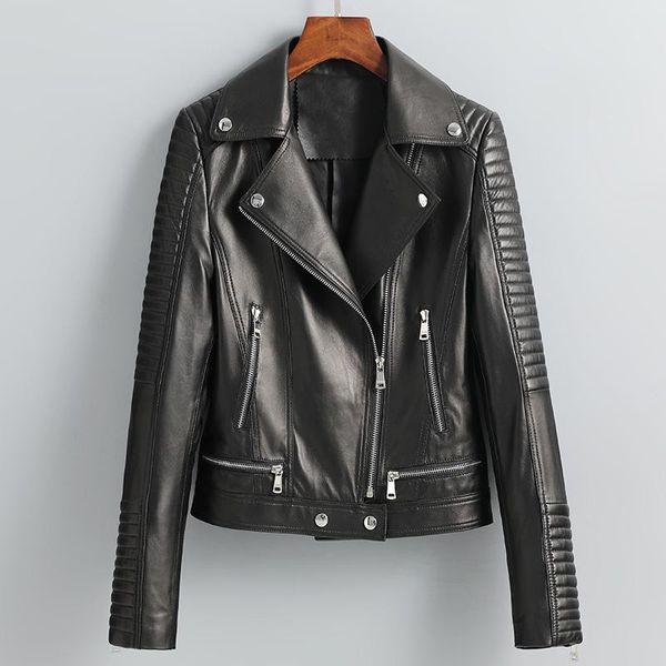 women's leather & faux 2021 genuine jacket women short sheepskin coat female motorcycle coats and jackets spring autumn mujer chaqueta, Black
women's leather & faux 2021 genuine jacket women short sheepskin coat female motorcycle coats and jackets spring autumn mujer chaqueta, Black