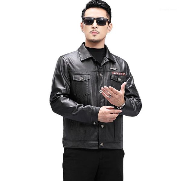 men's leather & faux genuine jacket real cow male fashion moto bomber coat autumn spring biker outerwear s8668, Black
men's leather & faux genuine jacket real cow male fashion moto bomber coat autumn spring biker outerwear s8668, Black