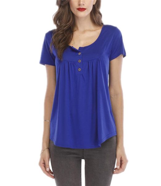 women's t-shirt womens casual short sleeve loose t-shirts solid color button pleated tunic o-neck female pullover summer clothes, White
women's t-shirt womens casual short sleeve loose t-shirts solid color button pleated tunic o-neck female pullover summer clothes, White