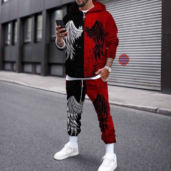 jogging clothing autumn winter men's 2 piece set print casual long sleeve oversize hoodie sweater sweatpant tracksuit outfit, Black;red
jogging clothing autumn winter men's 2 piece set print casual long sleeve oversize hoodie sweater sweatpant tracksuit outfit, Black;red