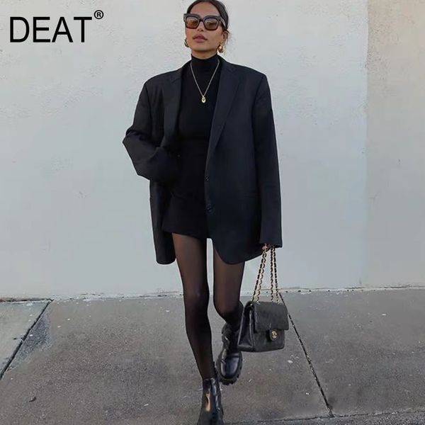 deat new spring summer solid color lapel single button blazer women fashion vintage loose pocket size tide pd939 210428, White;black
deat new spring summer solid color lapel single button blazer women fashion vintage loose pocket size tide pd939 210428, White;black