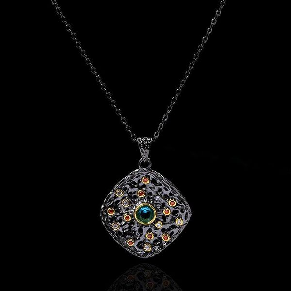 pendant necklaces 2021 women's gothic necklace retro black gold colorful cz cute square costume jewelry, Silver
pendant necklaces 2021 women's gothic necklace retro black gold colorful cz cute square costume jewelry, Silver
