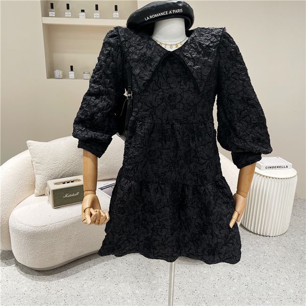 female spring summer 2021 niche design fashion personality peter pan collar plied white dress sleeve, Black;gray
female spring summer 2021 niche design fashion personality peter pan collar plied white dress sleeve, Black;gray