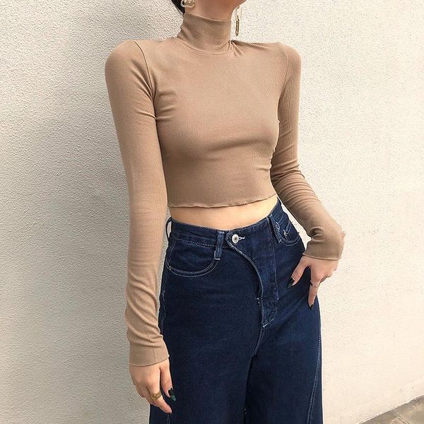women's t-shirt urban bottoming shirt spring and autumn the semi-high neck pullover threaded slim-fit simple commuter top, White
women's t-shirt urban bottoming shirt spring and autumn the semi-high neck pullover threaded slim-fit simple commuter top, White