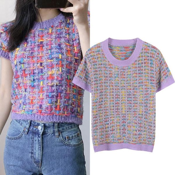 spring summer women designer rainbow knitted sweaters elegant o-neck crocheted short sleeve knitting jc474 women's, White;black
spring summer women designer rainbow knitted sweaters elegant o-neck crocheted short sleeve knitting jc474 women's, White;black
