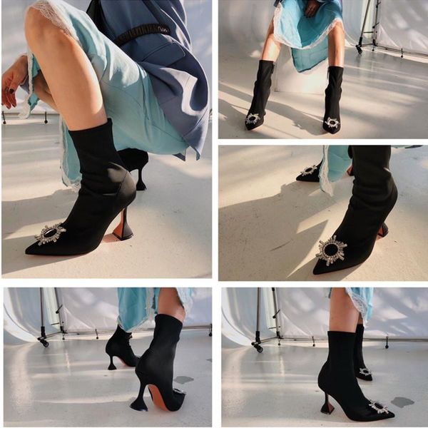 boots women sock high heels stretch ankle women's crystal shoes woman botas mujer, Black
boots women sock high heels stretch ankle women's crystal shoes woman botas mujer, Black