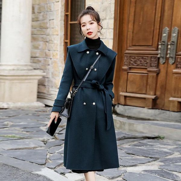 women's wool & blends women 2021 fashion coat with belt female winter loose vintage long sleeve outerwear chic overcoat abrigo mujer, Black
women's wool & blends women 2021 fashion coat with belt female winter loose vintage long sleeve outerwear chic overcoat abrigo mujer, Black