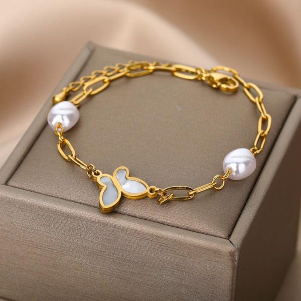 link, chain opal butterfly bracelets for women stainless steel gold plated paperclip bracelet bangle moonstone charm jewelry gift 2021, Black
link, chain opal butterfly bracelets for women stainless steel gold plated paperclip bracelet bangle moonstone charm jewelry gift 2021, Black