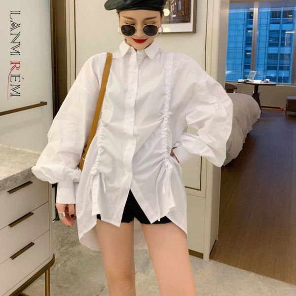 blouse for women turn-down collar lantern sleeves white drawstring single breasted shirt female blouses tx406 210507
blouse for women turn-down collar lantern sleeves white drawstring single breasted shirt female blouses tx406 210507