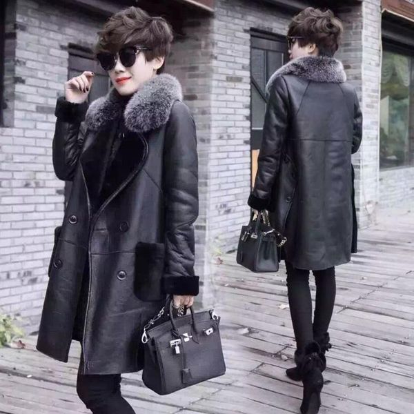 women's fur & faux women 2021 winter leather jacket female wool coat thick motorcycle jackets vintage fake lambswool loose outwear y387, Black
women's fur & faux women 2021 winter leather jacket female wool coat thick motorcycle jackets vintage fake lambswool loose outwear y387, Black