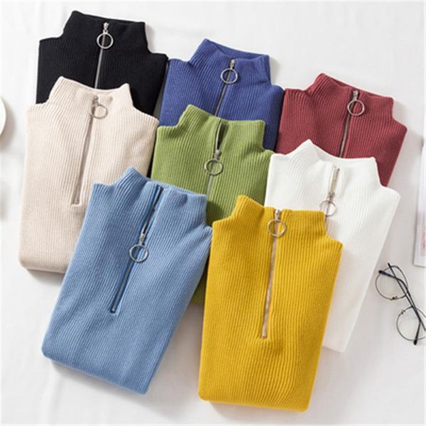 women's sweaters 2021 sueter mujer basic fashion pullovers zipper half turtleneck sweater women solid slim autumn winter clothes korean, White;black
women's sweaters 2021 sueter mujer basic fashion pullovers zipper half turtleneck sweater women solid slim autumn winter clothes korean, White;black