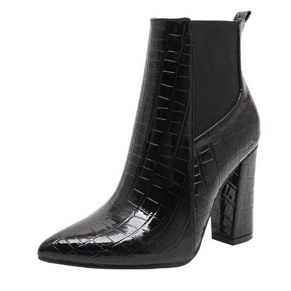 boots cowboy for women pointed toe 2121 motorcycle western short boot ladies ankle botas shoes, Black