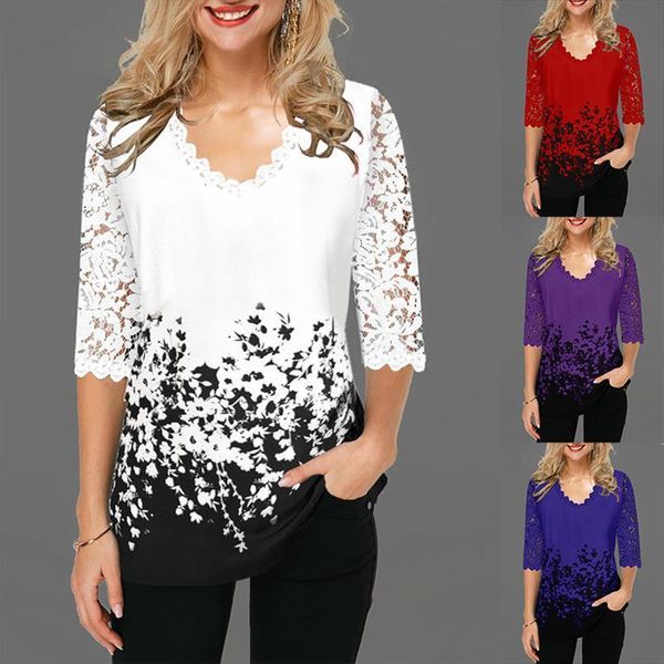 floral print half sleeve women blouses v neck pullover autumn hollow out lace female casual, White
floral print half sleeve women blouses v neck pullover autumn hollow out lace female casual, White