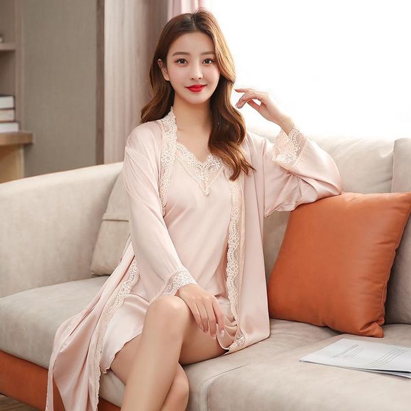 spring autumn faux silk kimono robe gown set lady v-neck nightgown lace trim home sleepwear with belt nightwear -xxl women's, Black;red
spring autumn faux silk kimono robe gown set lady v-neck nightgown lace trim home sleepwear with belt nightwear -xxl women's, Black;red