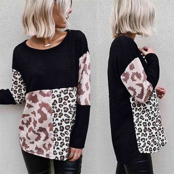 women autumn winter leopard patchwork pullover sweater o neck long sleeve casual street sweaters korean fall clothes 210507, White;black
women autumn winter leopard patchwork pullover sweater o neck long sleeve casual street sweaters korean fall clothes 210507, White;black
