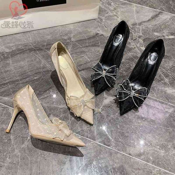 heels bow high women's thin heel summer lace pointed crystal single shoes mesh, Black
heels bow high women's thin heel summer lace pointed crystal single shoes mesh, Black