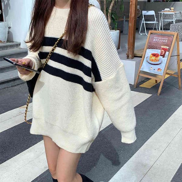 mozuleva black striped white arrival printed simple sleeve long neck sweater for korean winter women trend pullover, White;black
mozuleva black striped white arrival printed simple sleeve long neck sweater for korean winter women trend pullover, White;black