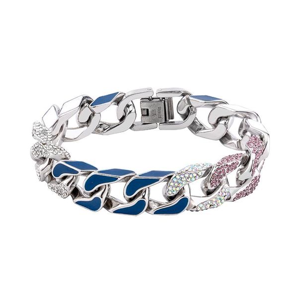 link, chain european light luxury male jewelry decorations fashion punk bangles stainless steel zircon cuban bracelets, Black
link, chain european light luxury male jewelry decorations fashion punk bangles stainless steel zircon cuban bracelets, Black