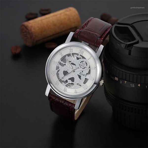 wristwatches soxy watch fashion hollow out skeleton dial quartz watches men leather analog hombre hour relogio masculino, Slivery;brown
wristwatches soxy watch fashion hollow out skeleton dial quartz watches men leather analog hombre hour relogio masculino, Slivery;brown