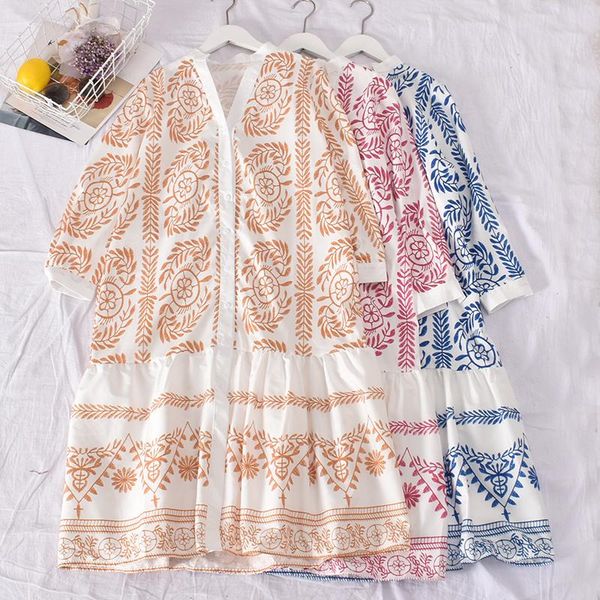 casual dresses spring autumn women's 7-point sleeve v-neck dress retro lndie folk style long loose print shirt women gd521, Black;gray
casual dresses spring autumn women's 7-point sleeve v-neck dress retro lndie folk style long loose print shirt women gd521, Black;gray
