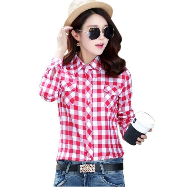 women's blouses & shirts fashion women plaid shirt long-sleeve flannel 9 colors female student slim checkered basic hs1595, White
women's blouses & shirts fashion women plaid shirt long-sleeve flannel 9 colors female student slim checkered basic hs1595, White