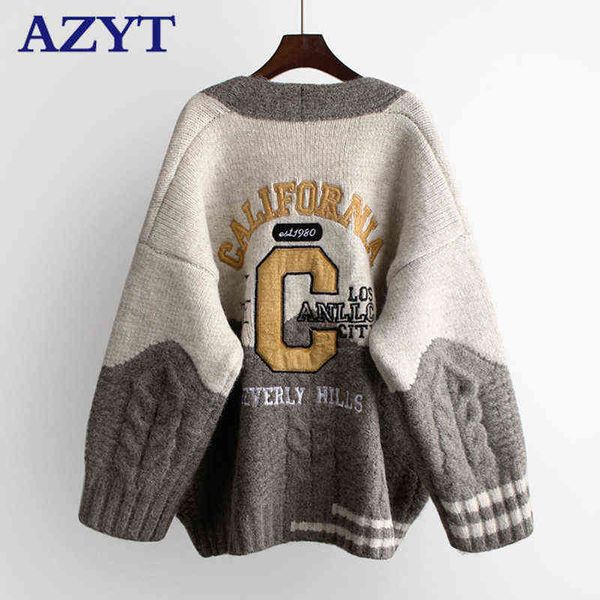 azyt autumn winter knit women's cardigan v neck letters embroidery knit cardigan oversized sweater female cardigan jacket 211117, White
azyt autumn winter knit women's cardigan v neck letters embroidery knit cardigan oversized sweater female cardigan jacket 211117, White