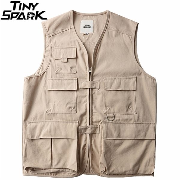 sleeveless jackets military tatical cargo vest mens harajuku streetwear multi pockets hip hop waistcoat japan style 210811, Black;brown
sleeveless jackets military tatical cargo vest mens harajuku streetwear multi pockets hip hop waistcoat japan style 210811, Black;brown