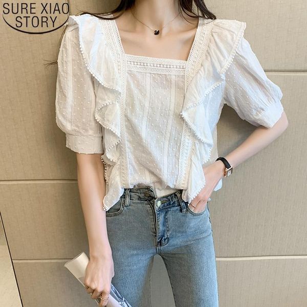 women's blouses & shirts chic lace blouse women shirt casual short sleeve 2021 french style square collar summer ruffles blusas 13760, White
women's blouses & shirts chic lace blouse women shirt casual short sleeve 2021 french style square collar summer ruffles blusas 13760, White