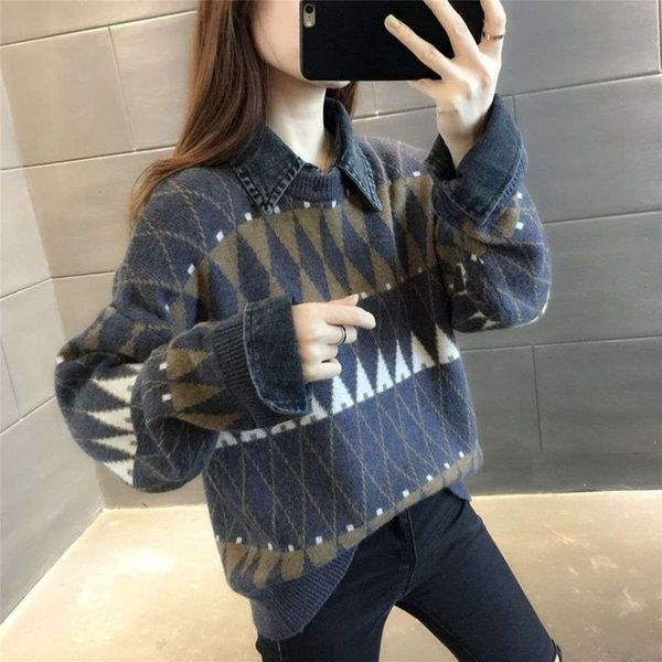 women's sweaters sweaters sleeve stitching fake two women's spring autumn loose and lazy style outer wear knitted y48e, White;black
women's sweaters sweaters sleeve stitching fake two women's spring autumn loose and lazy style outer wear knitted y48e, White;black