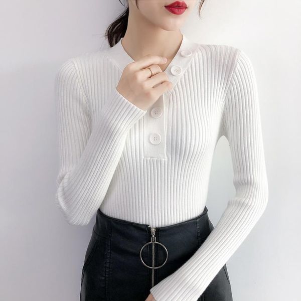 women's sweaters autumn winter women knitted long sleeve v neck button jumper pullover korean sweater femme jersey clothing, White;black
women's sweaters autumn winter women knitted long sleeve v neck button jumper pullover korean sweater femme jersey clothing, White;black