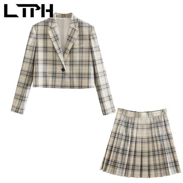 ltph preppy style suit outfits two piece set women short plaid casual blazer high waist mini pleated skirt suits spring 210423, White;black
ltph preppy style suit outfits two piece set women short plaid casual blazer high waist mini pleated skirt suits spring 210423, White;black