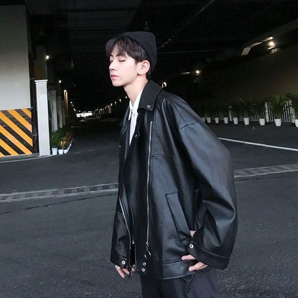 men's leather & faux motorcycle leather jacket, long sleeve and short loose coat, retro style, multi-functional, fashionable elegant, Black
men's leather & faux motorcycle leather jacket, long sleeve and short loose coat, retro style, multi-functional, fashionable elegant, Black