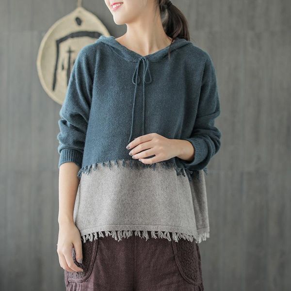 women's sweaters contrast patchwork color hooded coat autumn winter sweater female tassel casual pullovers mujer long sleeves knitting, White;black
women's sweaters contrast patchwork color hooded coat autumn winter sweater female tassel casual pullovers mujer long sleeves knitting, White;black