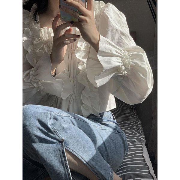 men's casual shirts elegant blouse and tos woman long sleeve square collar blouses office lady 2021 summer female krean style solid whi, White;black
men's casual shirts elegant blouse and tos woman long sleeve square collar blouses office lady 2021 summer female krean style solid whi, White;black