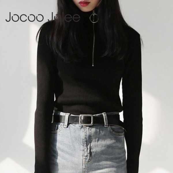 women's sweaters jocoo jolee korean turtleneck sweater elegant solid zipper pullovers vintage knitted winter jumpers, White;black
women's sweaters jocoo jolee korean turtleneck sweater elegant solid zipper pullovers vintage knitted winter jumpers, White;black