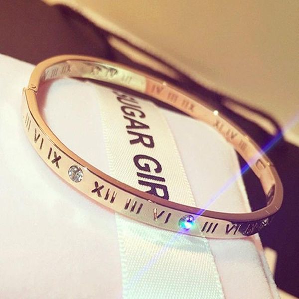 bangle bracelet for women rose gold roman numeral titanium steel jewelry gifts, Black
bangle bracelet for women rose gold roman numeral titanium steel jewelry gifts, Black