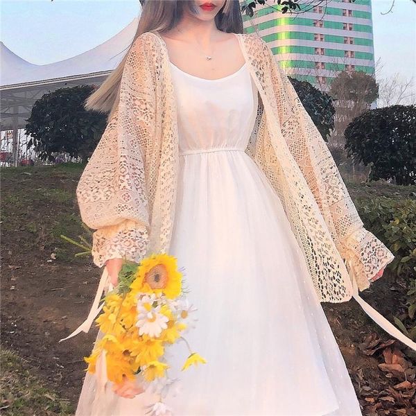 women's blouses & shirts summer fairy sunscreen lace shirt women sweet bow lantern sleeve lolita female elegant knit open stitch, White
women's blouses & shirts summer fairy sunscreen lace shirt women sweet bow lantern sleeve lolita female elegant knit open stitch, White