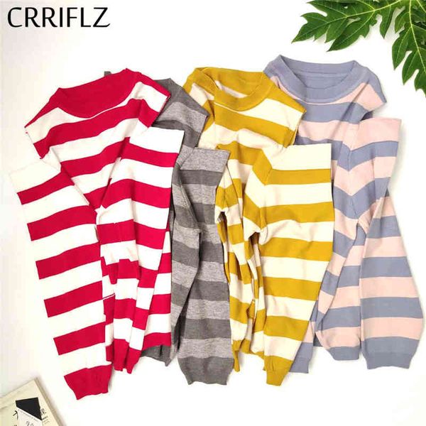 crriflz autumn winter striped knitted pullovers sweater women casual o-neck full sleeve shoulder digging 210520, White;black
crriflz autumn winter striped knitted pullovers sweater women casual o-neck full sleeve shoulder digging 210520, White;black