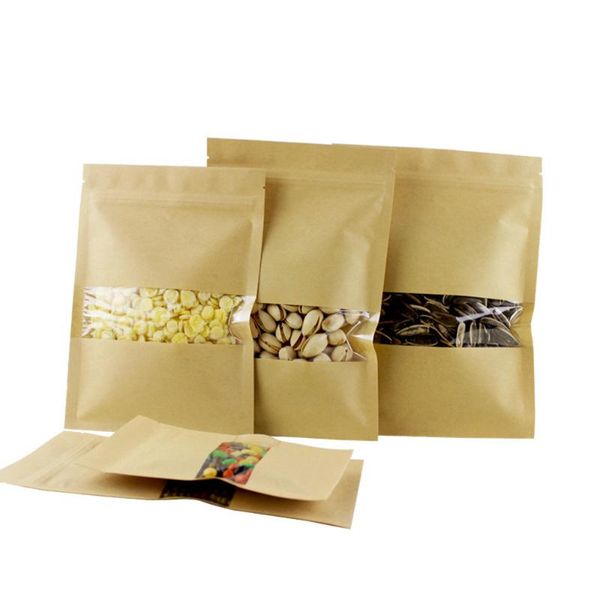 storage bags 50pcs kraft paper self seal bag with clear window resealable reusable food dried fruits nuts candy tea pouches
storage bags 50pcs kraft paper self seal bag with clear window resealable reusable food dried fruits nuts candy tea pouches