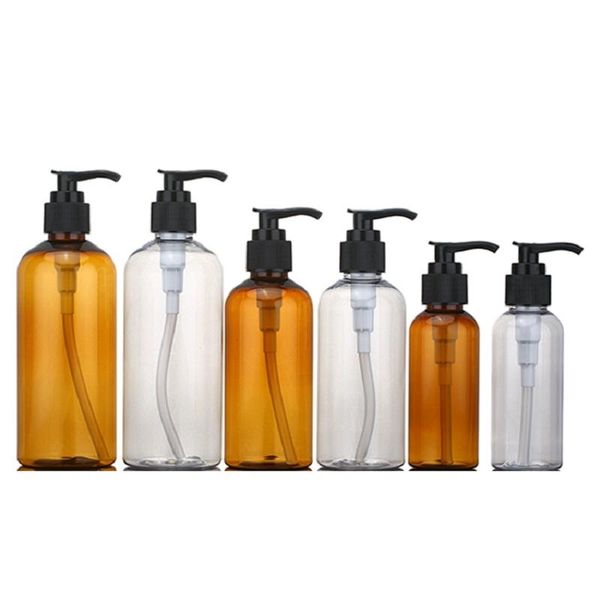 empty round plastic pet cosmetic container black lotion pump 300ml 200ml 100ml clear amber packaging refillable bottle 20pieces storage bott
empty round plastic pet cosmetic container black lotion pump 300ml 200ml 100ml clear amber packaging refillable bottle 20pieces storage bott