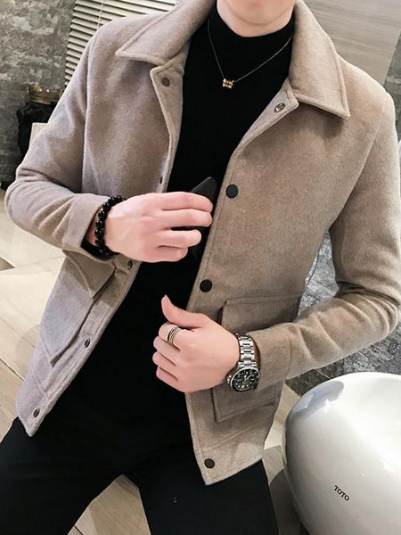 men's wool & blends 2021 autumn winter woolen warm coats casual turn-down collar jacket single-breasted solid men overcoats b455, Black
men's wool & blends 2021 autumn winter woolen warm coats casual turn-down collar jacket single-breasted solid men overcoats b455, Black