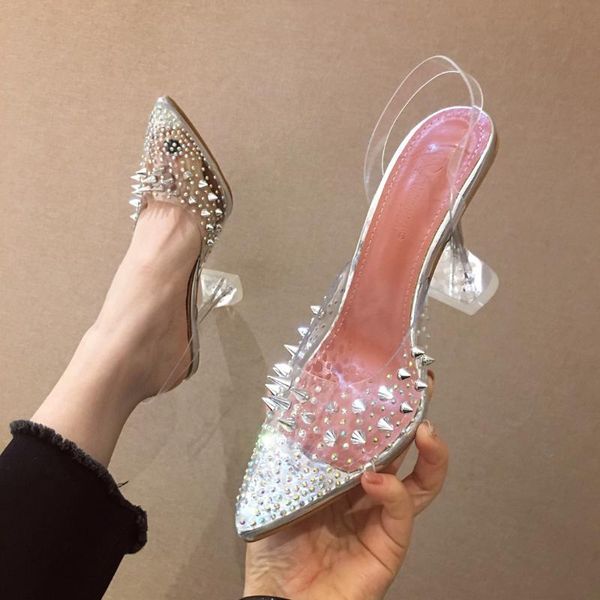 dress shoes pvc transparent pumps nice gold silver rivet diamond sandals perspex heel pointed toe crystal wedding big size, Black
dress shoes pvc transparent pumps nice gold silver rivet diamond sandals perspex heel pointed toe crystal wedding big size, Black