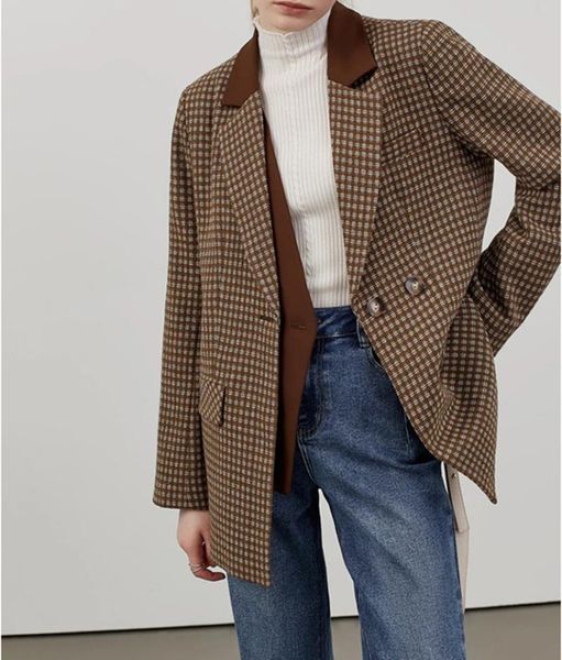 women's suits & blazers brand suit coats plaid women 2021 autumn winter clothes patchwork checked blazer femme veste chaqueta mujer, White;black
women's suits & blazers brand suit coats plaid women 2021 autumn winter clothes patchwork checked blazer femme veste chaqueta mujer, White;black