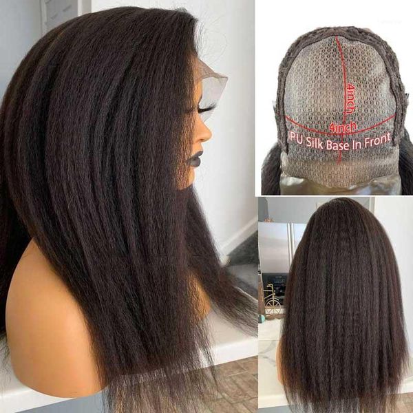 density kinky straight pu silke base wig pre plcuked brazilian remy 4x4 for black women bleach knots atina1, Black;brown
density kinky straight pu silke base wig pre plcuked brazilian remy 4x4 for black women bleach knots atina1, Black;brown