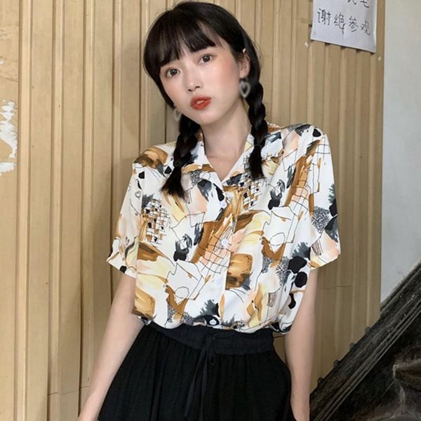 women short sleeve female shirts beach style print chiffon blouse loose casual ladies women's blouses &, White
women short sleeve female shirts beach style print chiffon blouse loose casual ladies women's blouses &, White