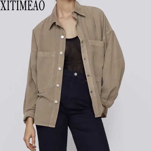 za women loose orduroy long sleeve shirt casual oversize solid lapel xitimeao 210602, White
za women loose orduroy long sleeve shirt casual oversize solid lapel xitimeao 210602, White